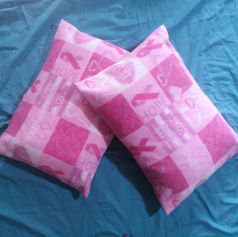 Pink Ribbon fleece pillow cases
